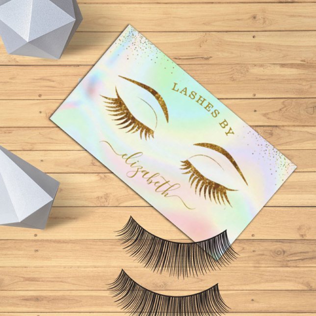 Tarjeta de visita Holographic Gold Eyelashes de lu (Subido por el creador)