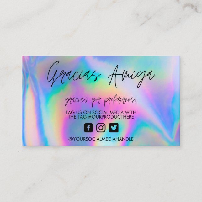 Tarjeta De Visita Holographic Gracias Trendy Salon Business Card (Anverso)