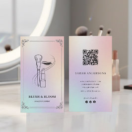 Tarjeta De Visita Holographic Makeup Artist Card with QR Code