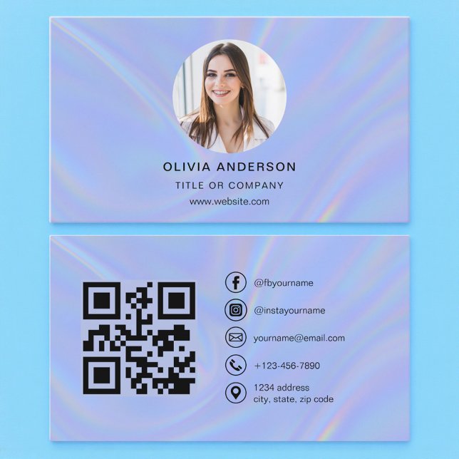 Tarjeta De Visita Holographic Photo with QR Code Social Media (Subido por el creador)