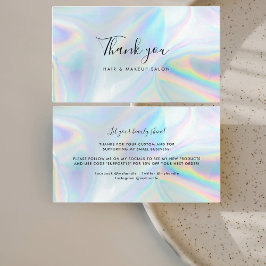 Tarjeta De Visita Holographic Script Small Business Gracias