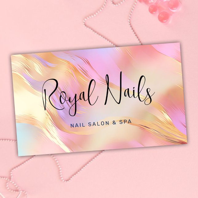 Tarjeta De Visita Holographic SPA Nail Salon Makeup Hair (Holographic SPA Nail Salon Makeup Hair Business Card)