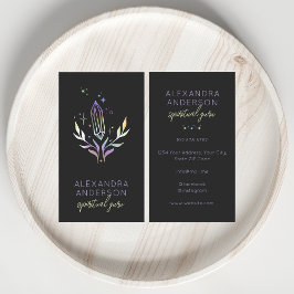 Tarjeta De Visita Holographic Spiritual Crystals Mystic Black
