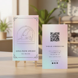 Tarjeta De Visita Holographic Yoga Instructor Card with QR Code