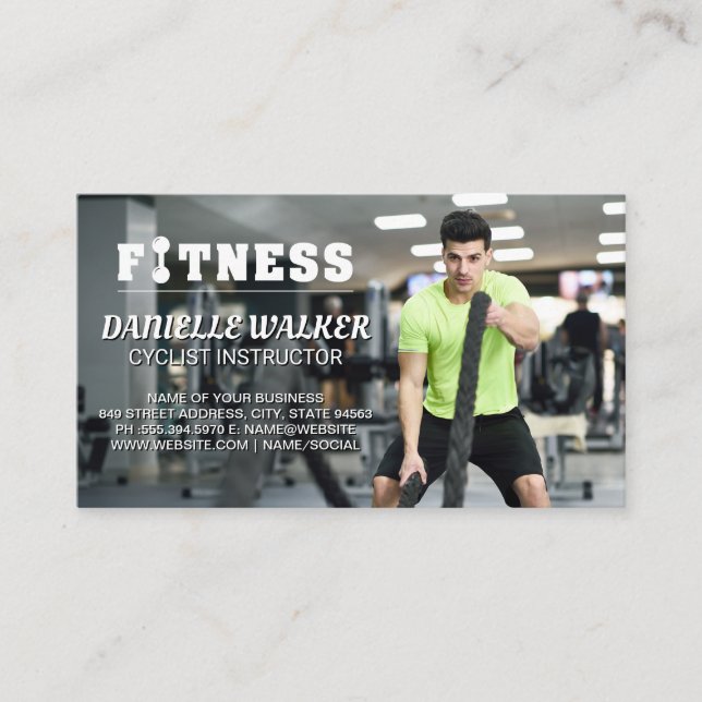 Tarjeta De Visita Hombre con cuerdas de batalla | Fitness (Anverso)