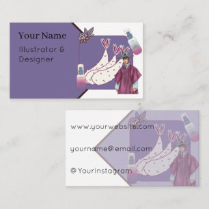Tarjeta De Visita Hombre de Hanbok Púrpura y Arte de Tempura
