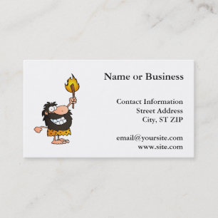 Tarjeta De Visita Hombre de las cavernas con antorcha BBQ