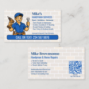 Tarjeta De Visita Hombre de las Manos Azules Caricatura Hombre Cintu