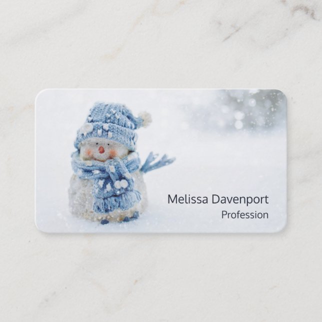 Tarjeta De Visita Hombre de nieve lindo en Navidades de fotografía d (Anverso)