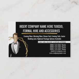 Tarjeta De Visita Hombre de Tuxedo moderno traje negro de oro