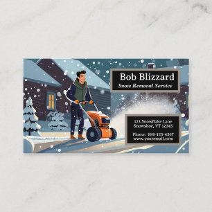 Tarjeta De Visita Hombre empujando un soplador de nieve