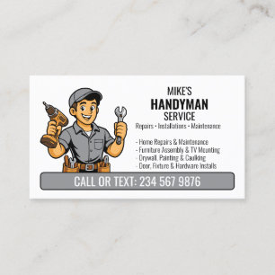 Tarjeta De Visita Hombre gris de bricolaje dibujos animados herramie