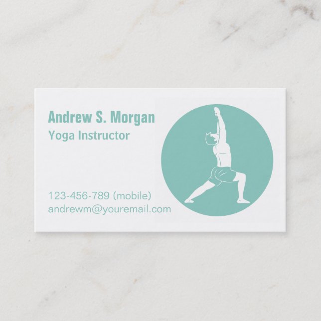 Tarjeta De Visita Hombre Guerrero Pose Hombre Instructor de Yoga (Anverso)