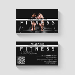 Tarjeta De Visita Hombre Halterofilia Fitness Blanco negro