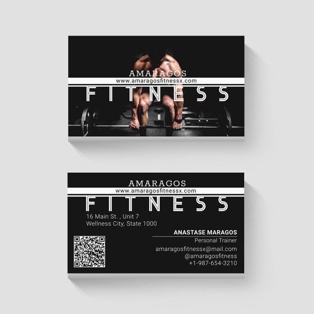 Tarjeta De Visita Hombre Halterofilia Fitness Blanco negro (Subido por el creador)