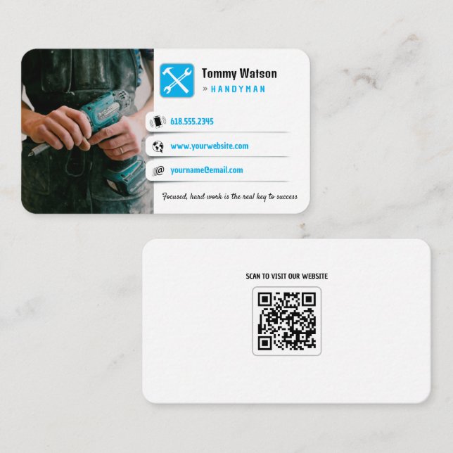 Tarjeta De Visita Hombre manejable | Construcción | Contratista (Anverso / Reverso)