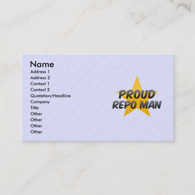 Tarjeta De Visita Hombre orgulloso del Repo (Anverso)