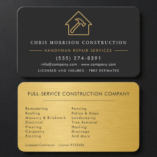 Tarjeta De Visita Hombre Todo Terreno Elegante Negro y Dorado
