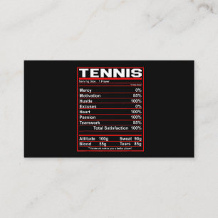 Tarjeta De Visita Hombres mujeres sobre la nutrición del tenis