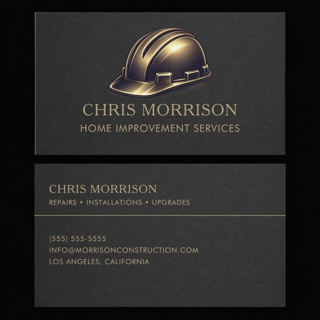 Tarjeta De Visita Home Improvement Services Hard Hat Professional (Subido por el creador)