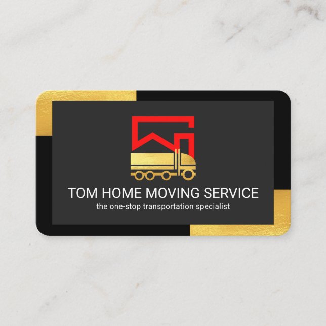 Tarjeta De Visita Home Movers On Black Gold Corners (Anverso)