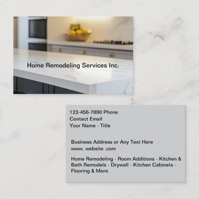Tarjeta De Visita Home Remodeling Services Modern Kitchen (Anverso / Reverso)