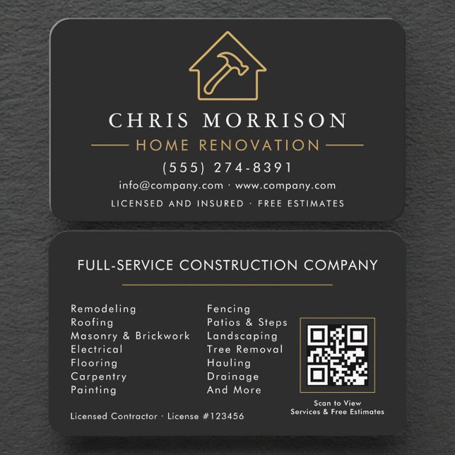 Tarjeta De Visita Home Renovation Repair QR Code Professional (Subido por el creador)