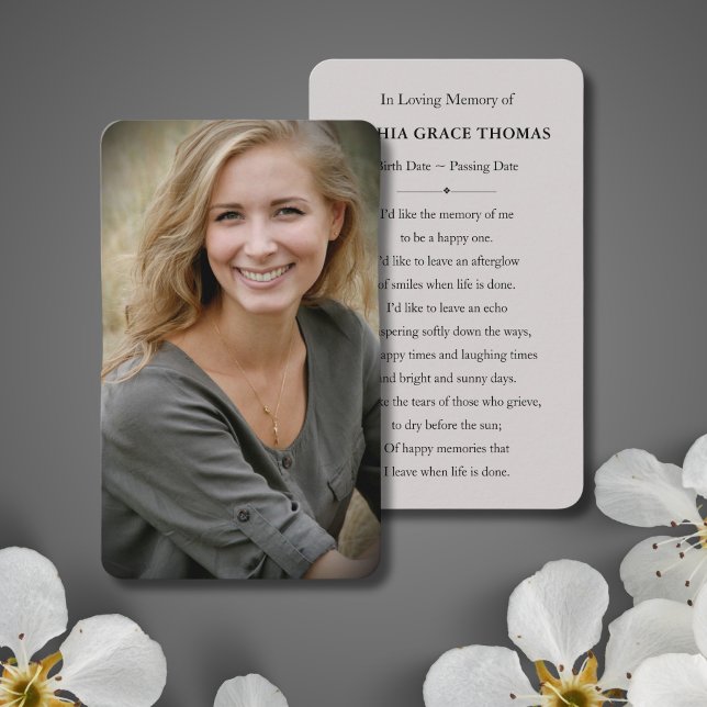 Tarjeta De Visita Homenaje a memoria de personalizado (Custom Photo Memorial Card)