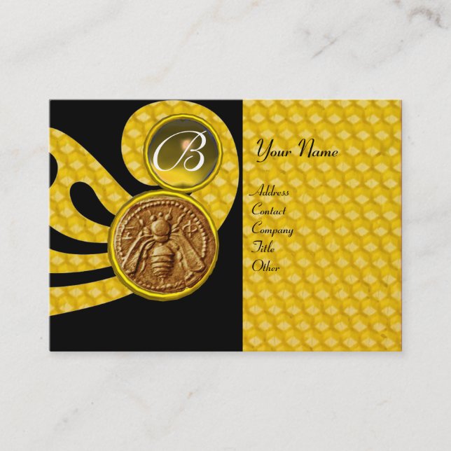 TARJETA DE VISITA HONEY BEE, BEEKEEPER APIARIST MONOGRAM (Anverso)