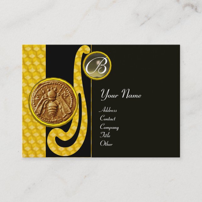TARJETA DE VISITA HONEY BEE, BEEKEEPER APIARIST MONOGRAM (Anverso)