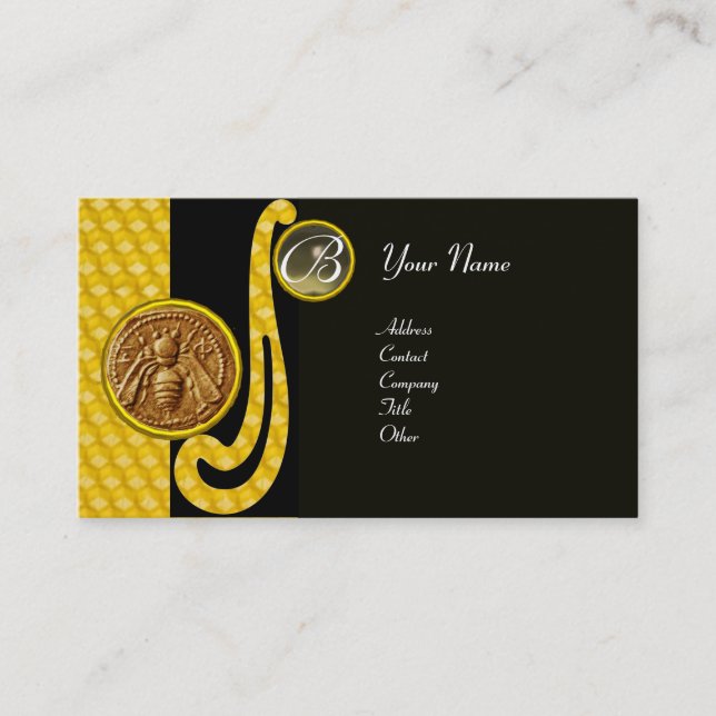 TARJETA DE VISITA HONEY BEE, BEEKEEPER APIARIST MONOGRAM (Anverso)