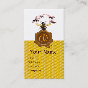 TARJETA DE VISITA HONEY BEE, BEEKEEPER BROWN WAX SEAL MONOGRAM