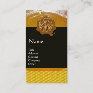 TARJETA DE VISITA HONEY BEE, BEEKEEPER BROWN WAX SEAL MONOGRAM