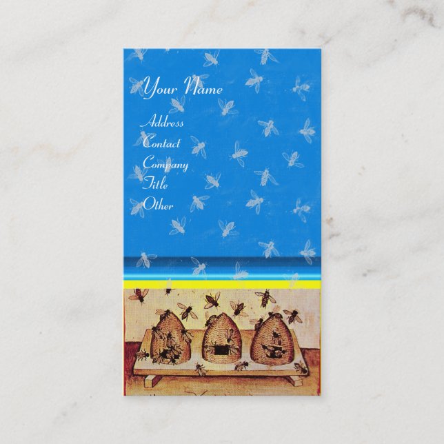 Tarjeta De Visita HONEY BEE, BEEKEEPING, azul (Anverso)