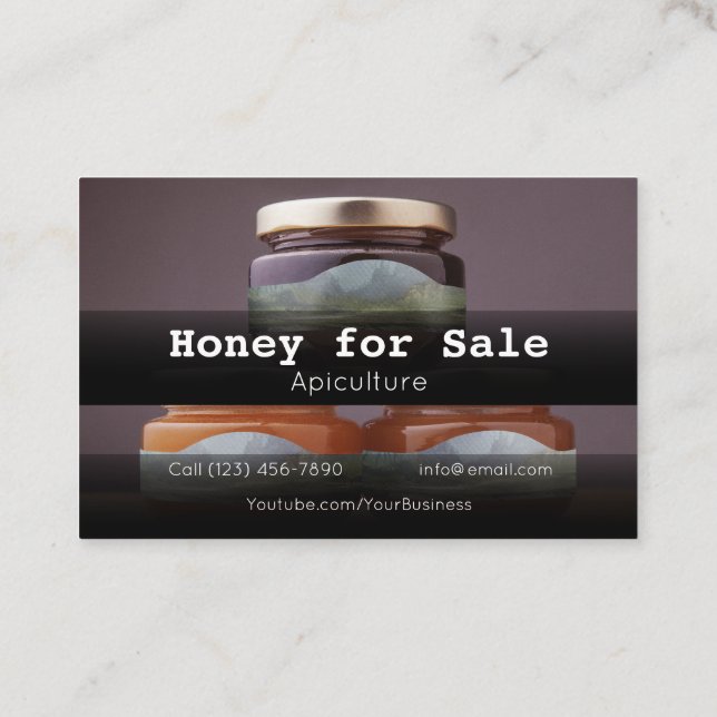 Tarjeta De Visita Honey for Sale Apicultura Business Company Busine (Reverso)