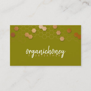 Tarjeta De Visita Honeycomb Bee Farm Apia Oro Verde