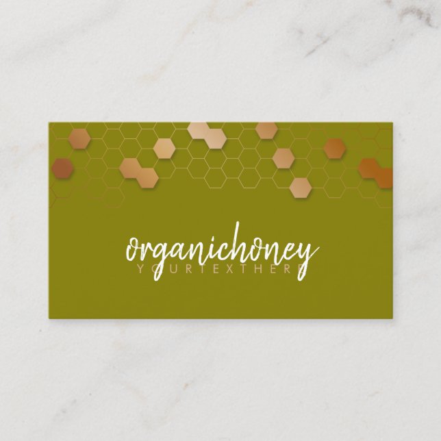 Tarjeta De Visita Honeycomb Bee Farm Apia Oro Verde (Anverso)
