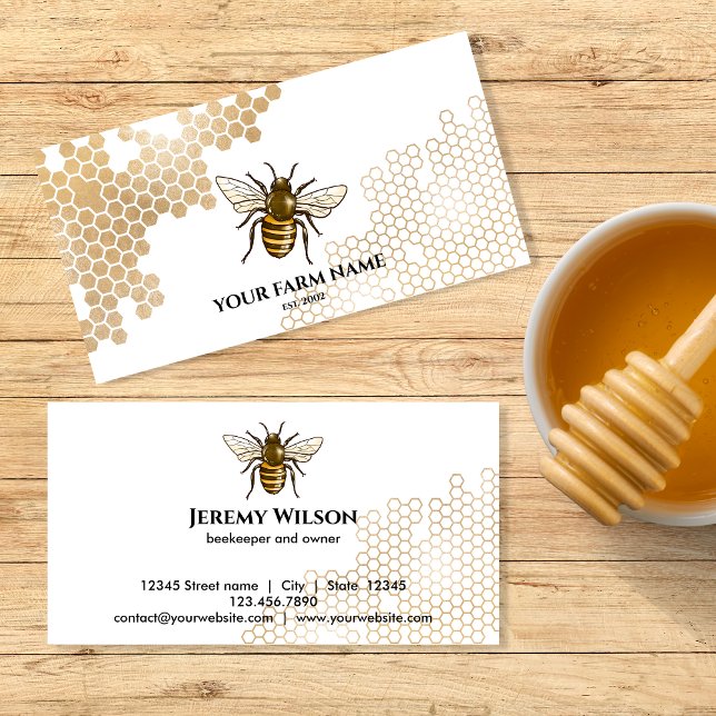Tarjeta De Visita Honeycomb Bee Farm Beekeeper Apiarist Honeybeas (Subido por el creador)
