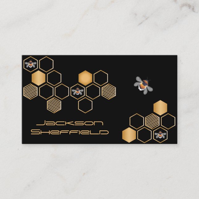 Tarjeta De Visita Honeycomb Y Abejas (Anverso)