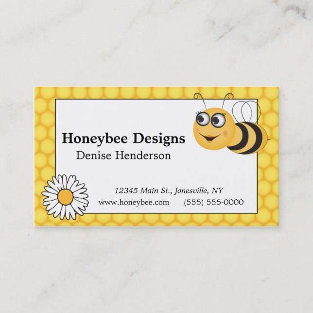 Tarjeta De Visita Honeycomb y Bee Personalizados (Anverso)