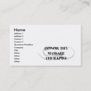 Tarjeta De Visita Honre a Thy terapeuta del masaje