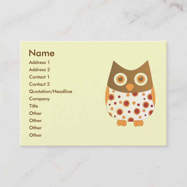 Tarjeta De Visita Hoot Owl (Anverso)