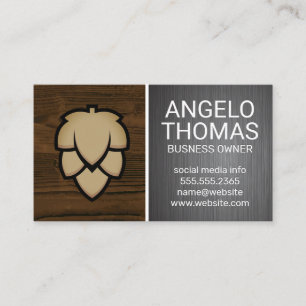 Tarjeta De Visita Hops Bud   Pincel de grano y acero de madera