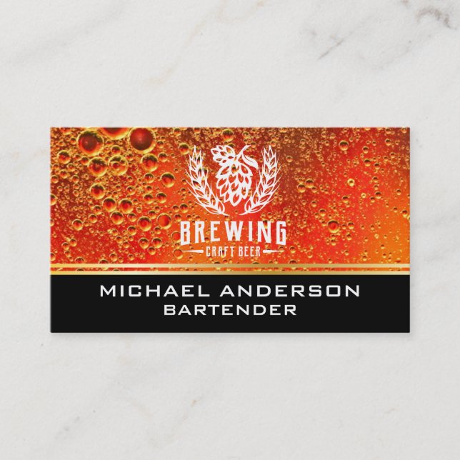 Tarjeta De Visita Hops y Barley | Cervecería (Anverso)