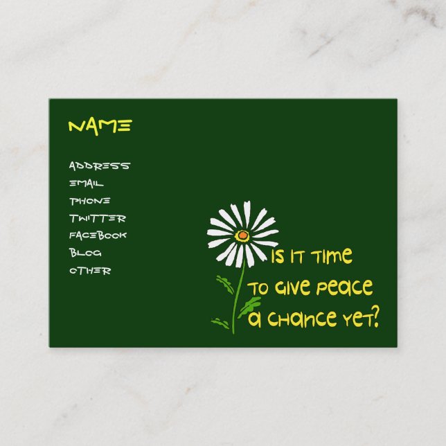 Tarjeta De Visita Hora para la paz (Anverso)