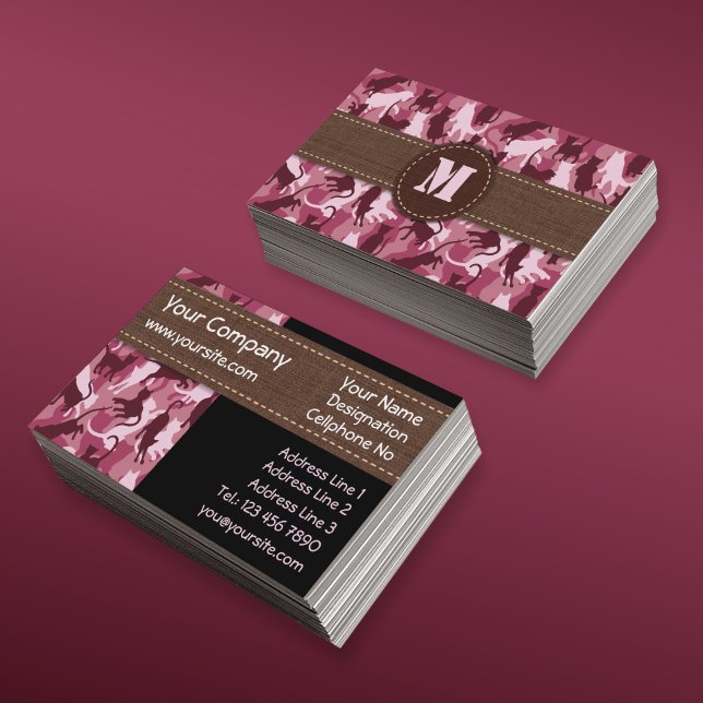 Tarjeta de visita horizontal de camuflaje rosa par (Subido por el creador)