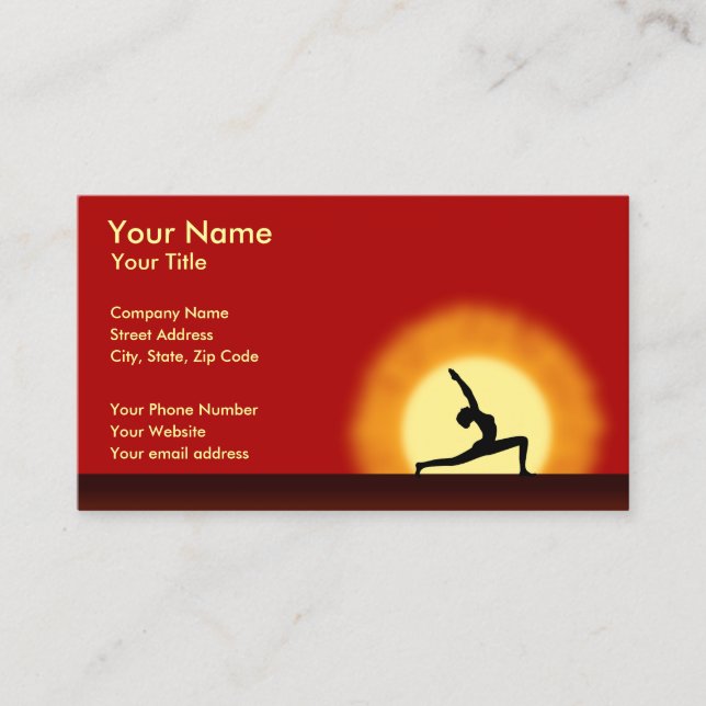 Tarjeta de visita horizontal del profesor de yoga  (Anverso)