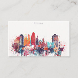 Tarjeta De Visita Horizonte de Barcelona de la acuarela