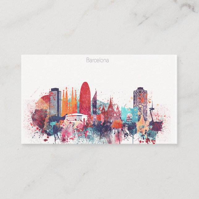 Tarjeta De Visita Horizonte de Barcelona de la acuarela (Anverso)