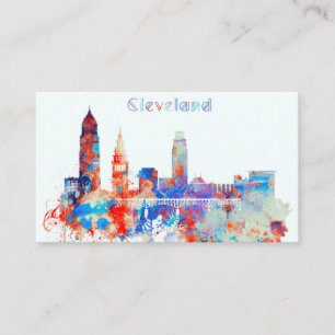 Tarjeta De Visita Horizonte de Cleveland de la acuarela